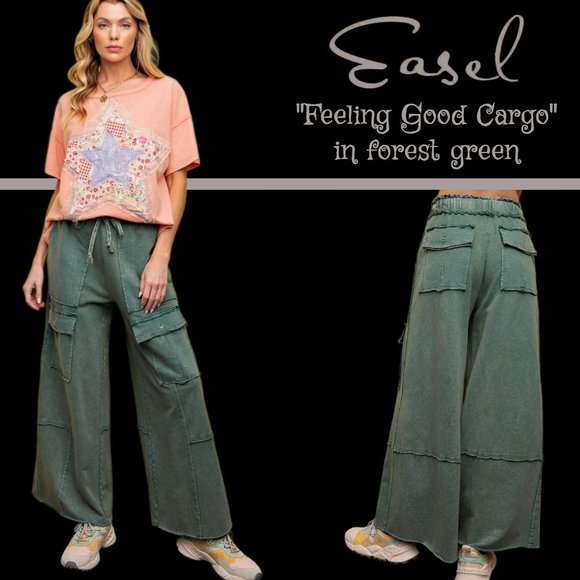 easel Pants & Jumpsuits Easel Feeling Good Cargo Mineral Washed